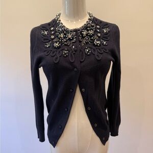 Embellished Black Cardigan Sweater
